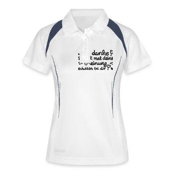 Nein danke, behalt deine Meinung – Geschenkidee - Frauen Polo atmungsaktiv - Weiß/Navy - Vorne