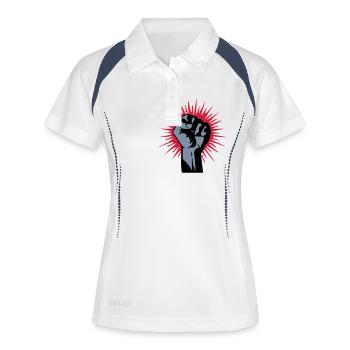 faust / fist - Frauen Polo atmungsaktiv - Weiß/Navy - Vorne