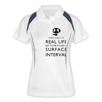 Real life vs surface interval - Frauen Polo atmungsaktiv - Weiß/Navy - Vorne