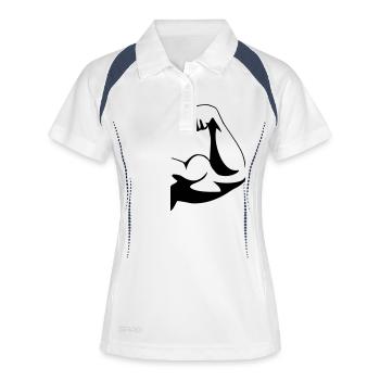 Bodybuilder Arm - Frauen Polo atmungsaktiv - Weiß/Navy - Vorne