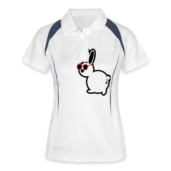hase comique - Polo respirant Femme - blanc/marine - Devant