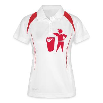 Tunte gegen Rechts - Frauen Polo atmungsaktiv - Weiß/Navy - Vorne