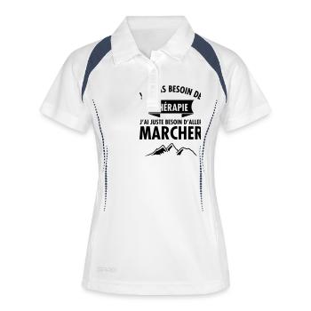 Thérapie - Marcher - Polo respirant Femme - blanc/marine - Devant