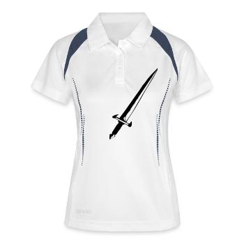 schwert_01 - Frauen Polo atmungsaktiv - Weiß/Navy - Vorne