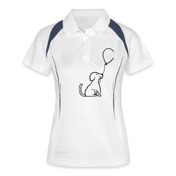 Sitzend Luftballon Hund cool - Frauen Polo atmungsaktiv - Weiß/Navy - Vorne