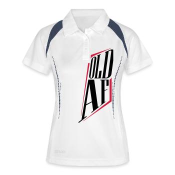 old AF Text Logo - Frauen Polo atmungsaktiv - Weiß/Navy - Vorne