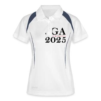 JGA 2025 - Frauen Polo atmungsaktiv - Weiß/Navy - Vorne