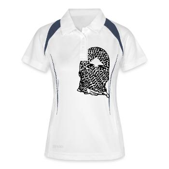 intifada_1c_ge - Frauen Polo atmungsaktiv - Weiß/Navy - Vorne
