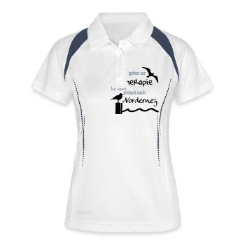 Therapie Norderney - Frauen Polo atmungsaktiv - Weiß/Navy - Vorne