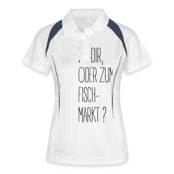 Hamburg Shirt Fichmarkt? - Frauen Polo atmungsaktiv - Weiß/Navy - Vorne