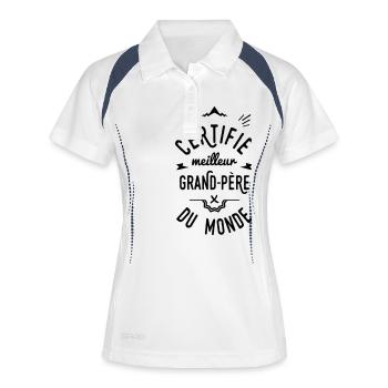certifié meilleur grand père - Polo respirant Femme - blanc/marine - Devant