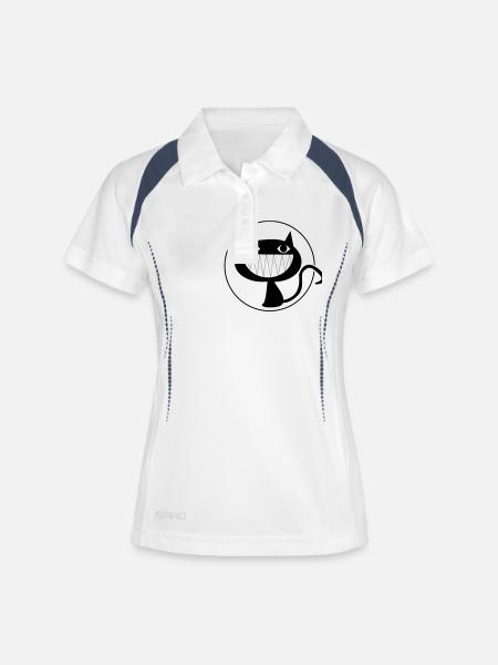 Cats - Grinsekatze in the circle - Women's Polo breathable - white/navy