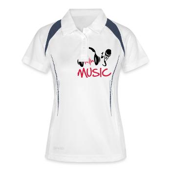 music_27 - Frauen Polo atmungsaktiv - Weiß/Navy - Vorne