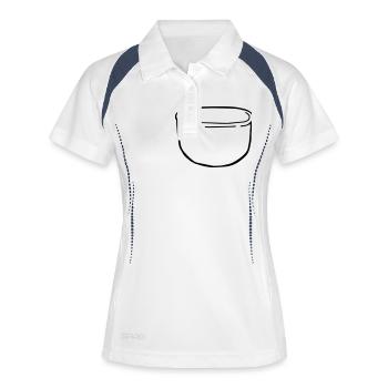Schüssel, Teigschüssel, backen, Bäcker - Frauen Polo atmungsaktiv - Weiß/Navy - Vorne