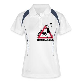 man_at_grill - Polo respirant Femme - blanc/marine - Devant