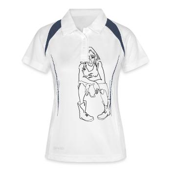 Lady - Frauen Polo atmungsaktiv - Weiß/Navy - Vorne