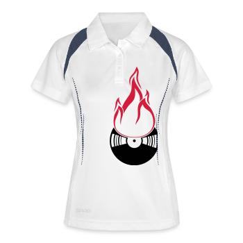 disco club party dj celebrate music dance vinyl plat - Women's Polo breathable - white/navy - Front