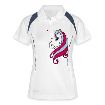 Einhorn - Unicorn - Frauen Polo atmungsaktiv - Weiß/Navy - Vorne
