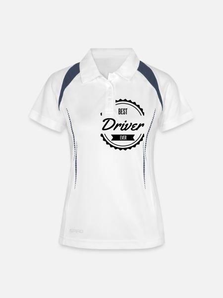 best driver conducteur chauffeur - Polo respirant Femme - blanc/marine