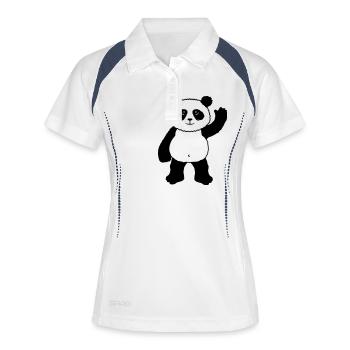 Debout panda ours vagues amicales - Polo respirant Femme - blanc/marine - Devant