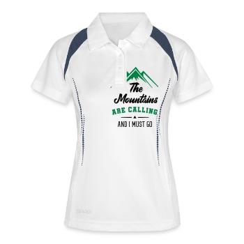 mountains calling i must go - Frauen Polo atmungsaktiv - Weiß/Navy - Vorne