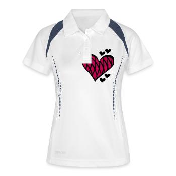Herz Motiv - Polo respirant Femme - blanc/marine - Devant