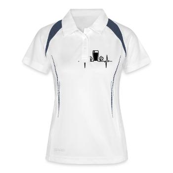 Herzschlag -Stout & Irland- - Frauen Polo atmungsaktiv - Weiß/Navy - Vorne