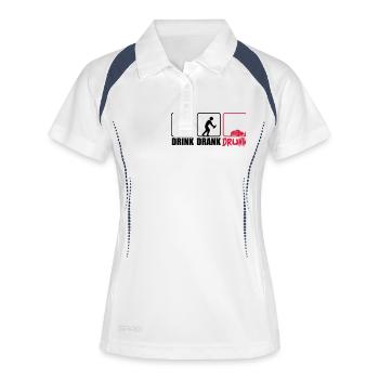 Evolution Hangover Drink Drank Drunk - Frauen Polo atmungsaktiv - Weiß/Navy - Vorne