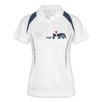 waschbären verliebt - Frauen Polo atmungsaktiv - Weiß/Navy - Vorne