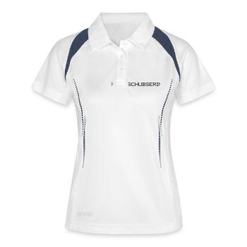 Pixelschubserin im Design von Pixeln, 2fb - Frauen Polo atmungsaktiv - Weiß/Navy - Vorne