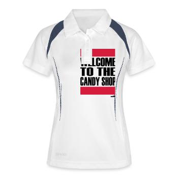 WELCOME TO THE CANDY SHOP - Frauen Polo atmungsaktiv - Weiß/Navy - Vorne