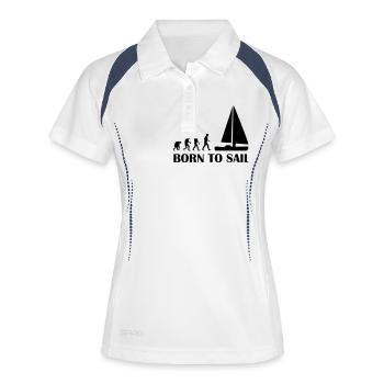 born to sail - Polo respirant Femme - blanc/marine - Devant