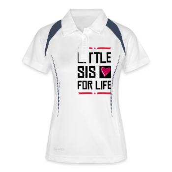 little sis for life heart - Frauen Polo atmungsaktiv - Weiß/Navy - Vorne