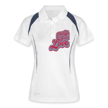 Zitat do small things - Frauen Polo atmungsaktiv - Weiß/Navy - Vorne