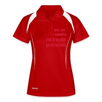 T-Shirt mit großem Bauch falsche Größe - Frauen Polo atmungsaktiv - Weiß/Navy - Vorne