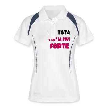 Meine Tante ist die Stärkste - Frauen Polo atmungsaktiv - Weiß/Navy - Vorne
