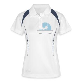 Katze | mit Schreibfeld | Vectorgraphic - Frauen Polo atmungsaktiv - Weiß/Navy - Vorne