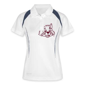 Mignon visage de chat heureux rire tête de chaton - Polo respirant Femme - blanc/marine - Devant