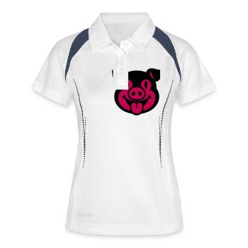 Tête de porcelet - Polo respirant Femme - blanc/marine - Devant