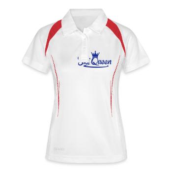 Ski Queen - Schnee Königin - Ski Fahren-Snowboard - Frauen Polo atmungsaktiv - Weiß/Navy - Vorne