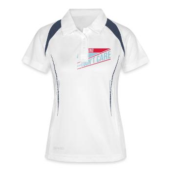 Breaking news don't care - Frauen Polo atmungsaktiv - Weiß/Navy - Vorne