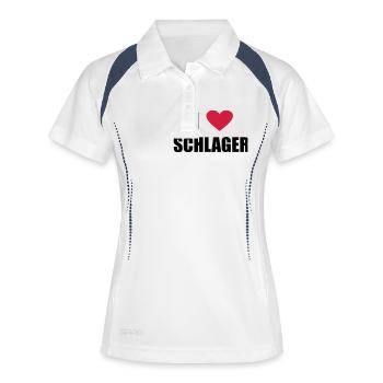 i love schlager - Frauen Polo atmungsaktiv - Weiß/Navy - Vorne