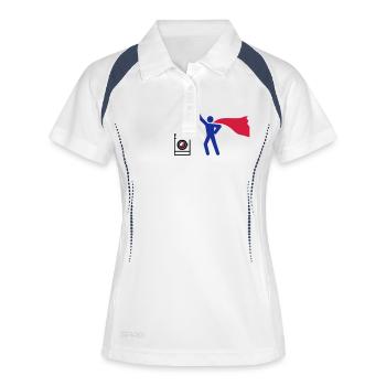 waschmaschine waschen HEH 3 farb vektor - Frauen Polo atmungsaktiv - Weiß/Navy - Vorne