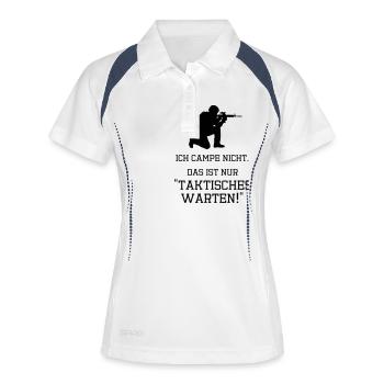 ichcampenicht - Frauen Polo atmungsaktiv - Weiß/Navy - Vorne