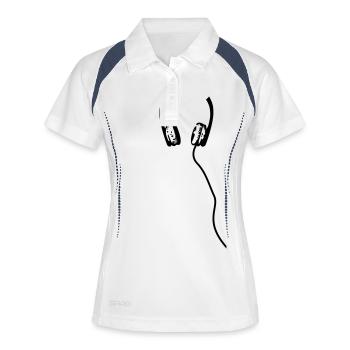 kopfhorer - Frauen Polo atmungsaktiv - Weiß/Navy - Vorne