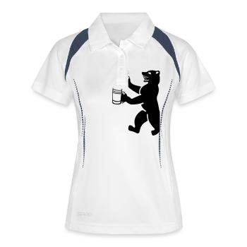 ours de Berlin allemand bière humour drôle - Polo respirant Femme - blanc/marine - Devant