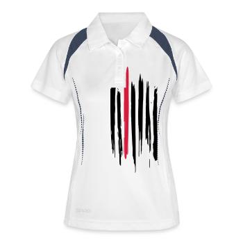 Schwarz-rote Pinselstriche - Frauen Polo atmungsaktiv - Weiß/Navy - Vorne