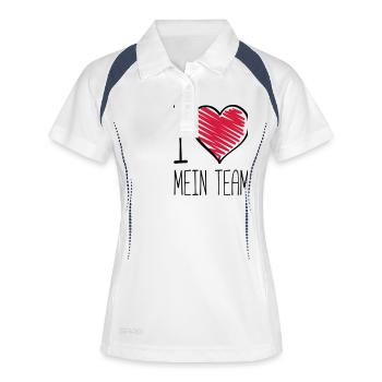 ich liebe mein team herz - Frauen Polo atmungsaktiv - Weiß/Navy - Vorne