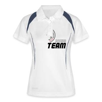 racing_team_01 - Frauen Polo atmungsaktiv - Weiß/Navy - Vorne