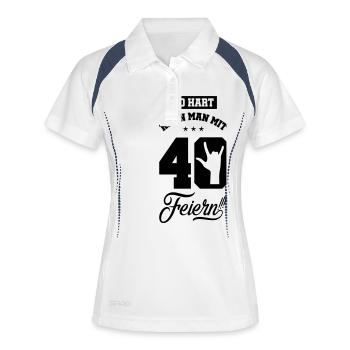 40 hart feiern - Frauen Polo atmungsaktiv - Weiß/Navy - Vorne